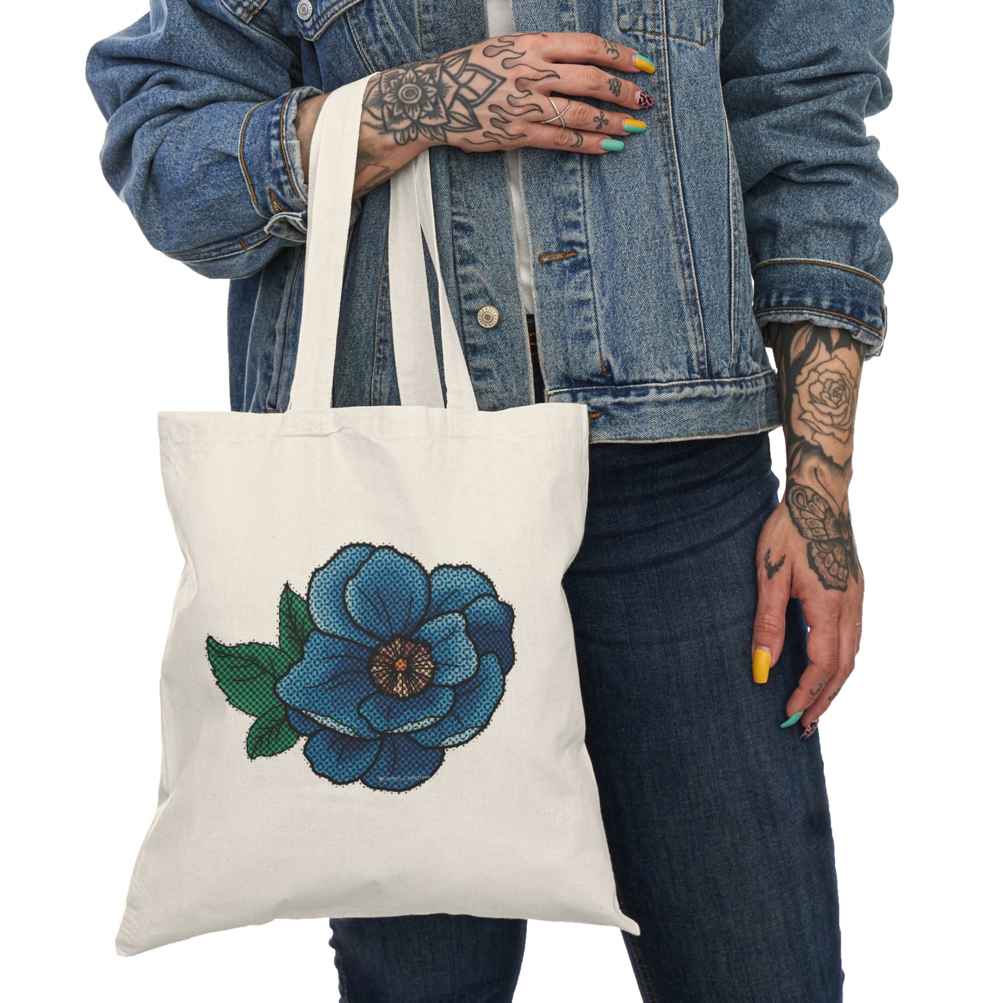 Eco-friendly Blue Flower Tote Bag