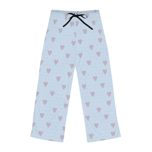 Blue Snowflake and Purple Hearts Women's Pajama Pants